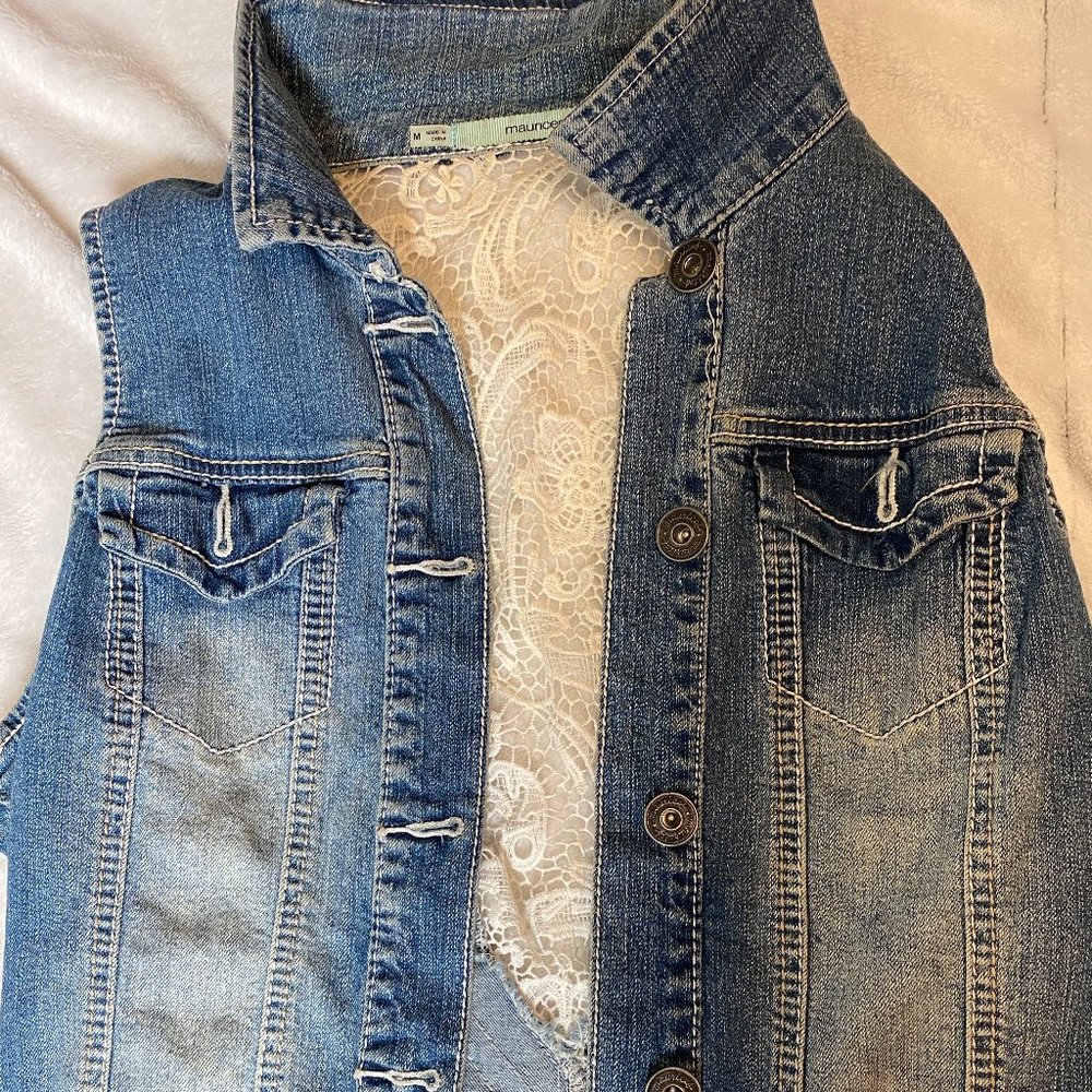 Lace Denim Jean Vest Maurice's Medium